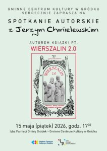 plakat spotkania autorskiego z jerzym chmielewskim